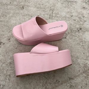 Pink platform sandals